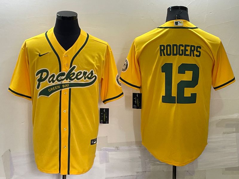 Men Green Bay Packers #12 Rodgers Yellow 2022 Nike Co branded NFL Jersey->los angeles chargers->NFL Jersey